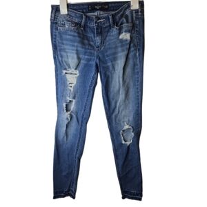 🎁Hollister Jeans Womens Ultra High-Rise Vintage Straight Ankle Distressed Size1
